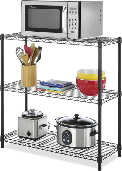 Whitmor 3 Tier Shelving Unit - Heavy Duty Metal Storage Shelves | 400 lbs Capacity Per Shelf, Adjustable, Black, 36"L x 14"W x 36"H