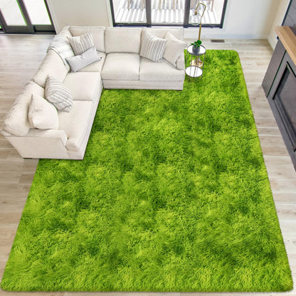 TENNOLA Tie Dyed Grass Green Large Rug 8x10 ft,Soft Plush Furry Shag Area Rugs Fluffy Fuzzy Carpet,for Bedroom Living Room Indoor Floor Rug Kids Girls Boys Home Decor Aesthetic, Dorm Nursery