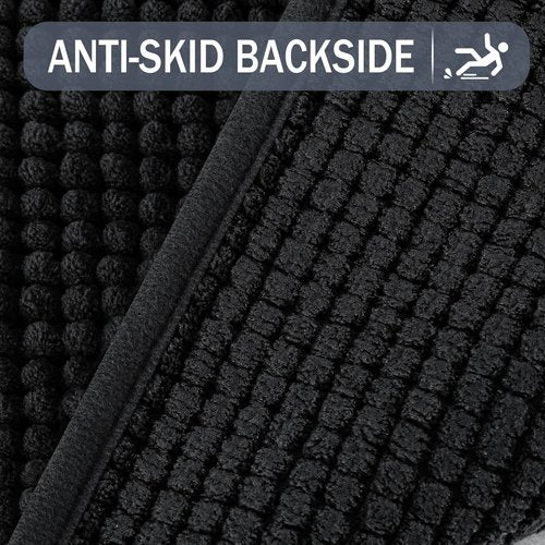 Exclusivo Mezcla Bathroom Rugs - Extra Soft Chenille Mat, Quick Dry & Machine Washable | 24x36, Black