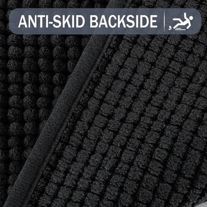 Exclusivo Mezcla Bathroom Rugs - Extra Soft Chenille Mat, Quick Dry & Machine Washable | 24x36, Black