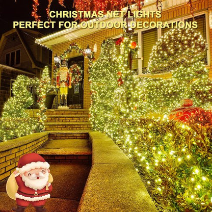 JMEXSUSS 360 LED Christmas Net Lights - Waterproof, Connectable 12ft x 5ft with Remote | Warm White Mesh Lights for Outdoor Decorations