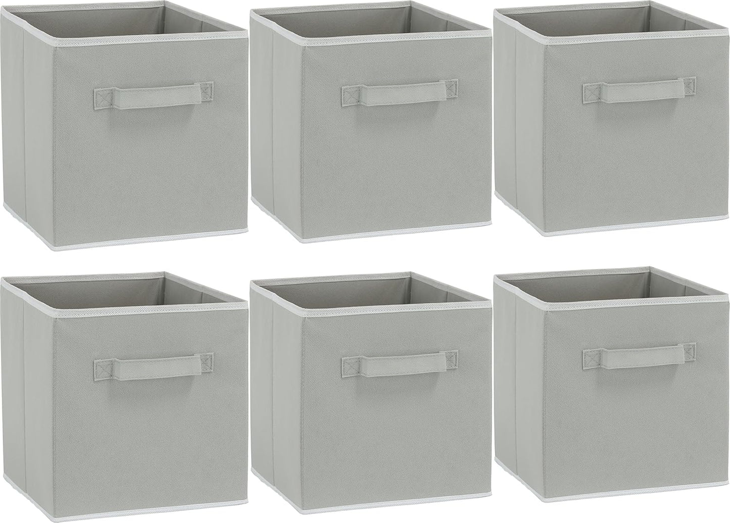 Simple Houseware Foldable Storage Bins - 11-Inch Gray Fabric Cubes | 6-Pack Organizer for Closet & Shelves
