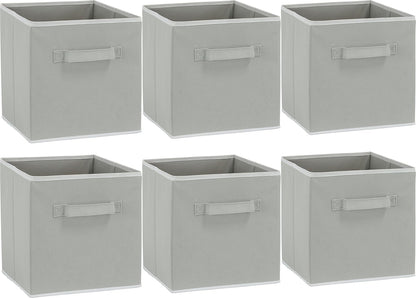 Simple Houseware Foldable Storage Bins - 11-Inch Gray Fabric Cubes | 6-Pack Organizer for Closet & Shelves