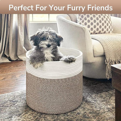 Goodpick Blanket Basket - Soft Cotton Rope Storage for Blankets & Toys | 15.8 x 15.8 x 13.8 Inches