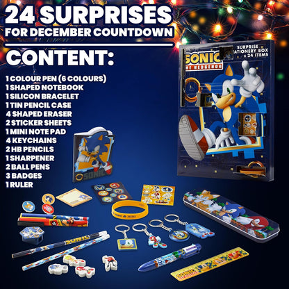 Sonic the Hedgehog Advent Calendar 2025 - 24 Surprise Items, Keychains & Stickers | Perfect Xmas Gift for Boys