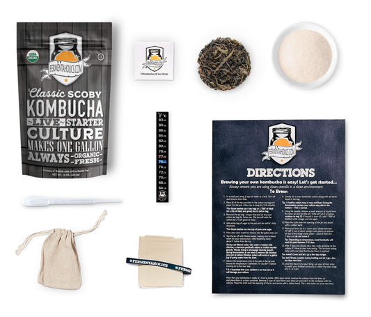 Fermentaholics Ingredient Kit - Classic Kombucha, Brews 1-Gallon, Organic, Kosher