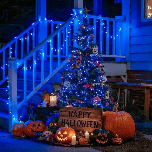 JMEXSUSS 100 LED Blue Christmas Lights - 33ft Clear Wire Fairy String Lights with 8 Modes for Indoor/Outdoor Use