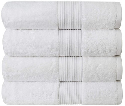 Luxury Oversized Bath Towels | 650 GSM, 34" x 56" | Hotel Quality, Soft & Highly Absorbent | Quick Dry, Thick, Combed Cotton Bathroom Towels | White - 4 Pack