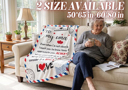 60x80 Inch Oma Gifts Flannel Throw Blanket - Letter to My Oma, Cozy 300gsm