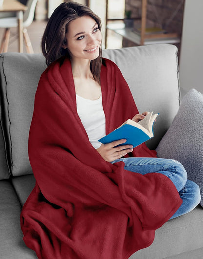 Utopia Bedding Fleece Blanket - Luxury Burgundy Queen Size Microfiber | Soft, Anti-Static 300GSM (90x90 Inch)