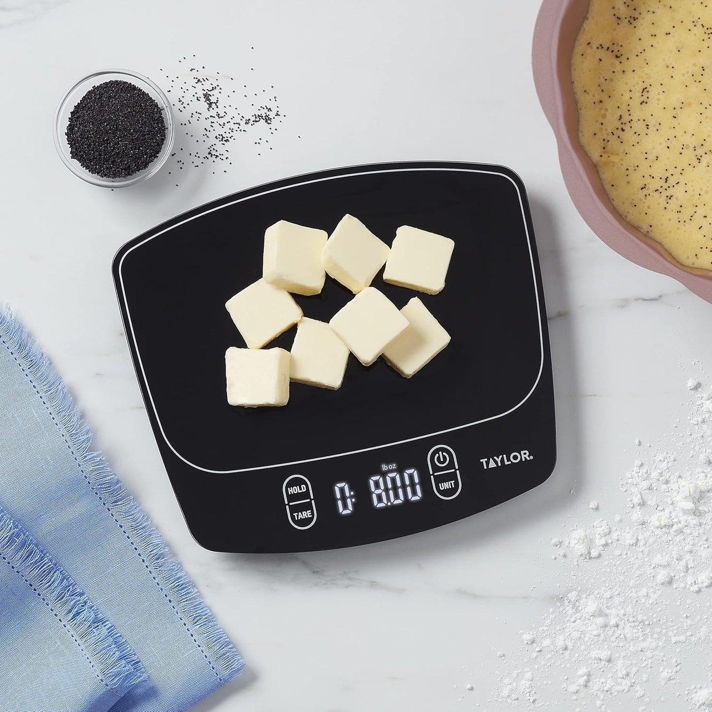 Taylor Waterproof Digital Kitchen Scale - Accurate Measurements Up to 11 Pounds | Sleek Black Design