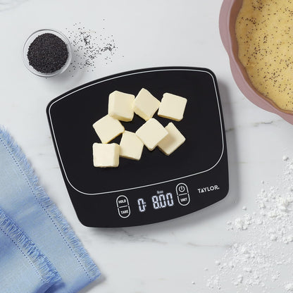 Taylor Waterproof Digital Kitchen Scale - Accurate Measurements Up to 11 Pounds | Sleek Black Design
