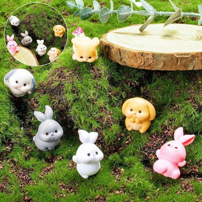 Exasinine Mini Rabbit Figurines - 24Pcs Resin Bunny Ornaments for Fairy Garden Décor