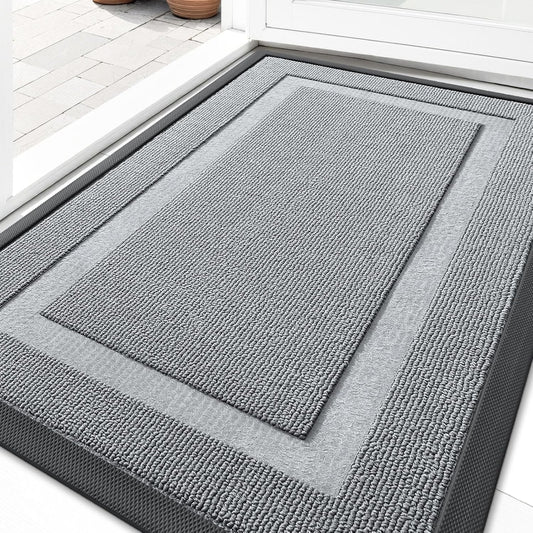 OLANLY Indoor Outdoor Front Door Mat - Waterproof All-Weather Doormat, Easy Clean, 29.5x17, Ash Gray