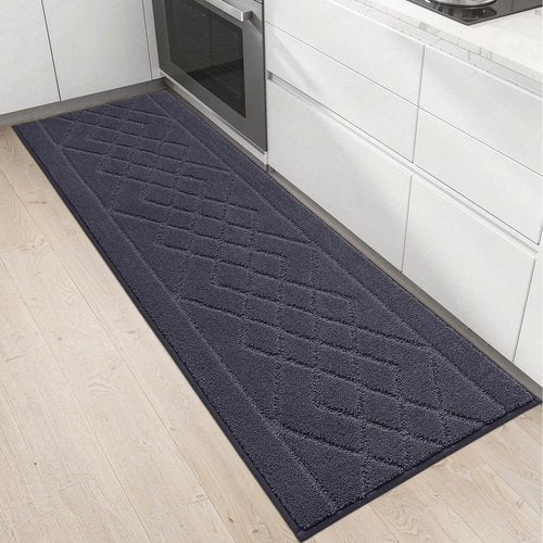 BEQHAUSE Kitchen Runner Rugs 20"x59", Kitchen Rugs Non-Slip Kitchen Mats for Floor, Absorbent and Stain Resistant Kitchen Mats, Machine Washable Rugs for Kitchen, Hallway, Laundry & Sink, Dark Grey