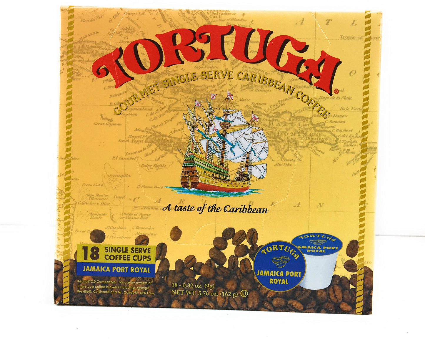 Tortuga Gourmet Single Serve Caribbean Coffee - 18 Single Serve Cups - Jamaica Port Royal Flavor