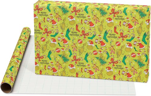American Greetings Grinch Christmas Wrapping Paper Rolls - Festive Green & Red Gift Wrap (105 sq. ft., 3 Rolls)