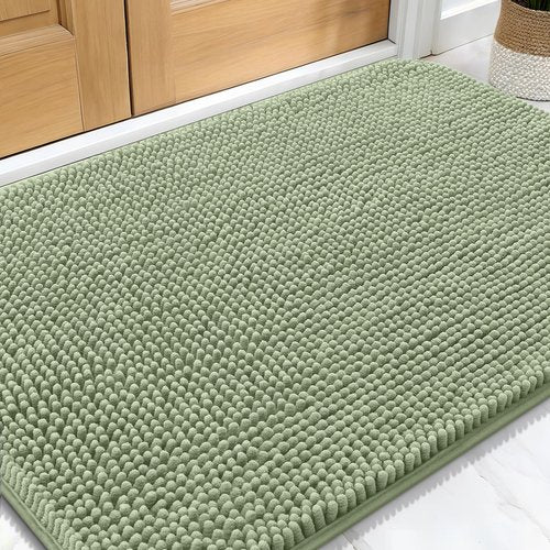 OLANLY Dog Door Mat for Muddy Paws 30x20, Absorbs Moisture and Dirt, Absorbent Non-Slip Washable Doormat, Quick Dry Chenille Mud Mat for Dogs, Entry Indoor Entryway Carpet for Inside Floor, Sage Green