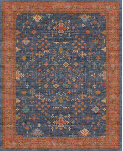 Hazo Haus Washable 3x8 Long Runner for Wide Kitchen Floor - Navy Blue 8ft Hallway Runner Rug, Pet Friendly Waterproof Non Slip with Rubber Backing, Stain Resistant Area Rug
