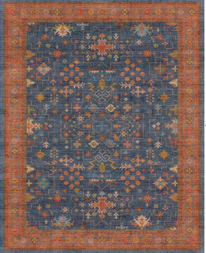 Hazo Haus Washable 3x8 Long Runner for Wide Kitchen Floor - Navy Blue 8ft Hallway Runner Rug, Pet Friendly Waterproof Non Slip with Rubber Backing, Stain Resistant Area Rug
