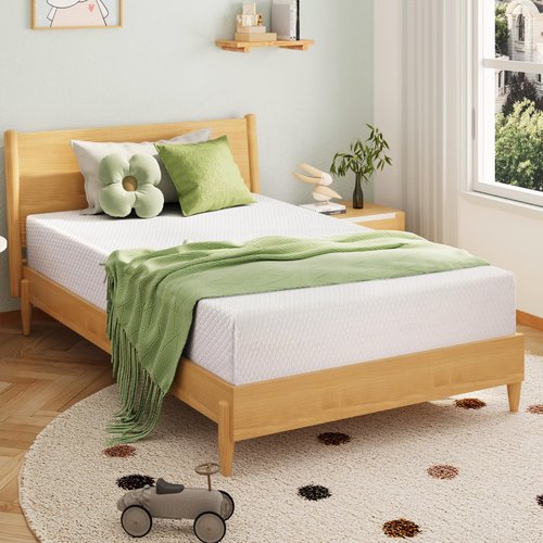 EGOHOME 6 Inch Twin Mattress for Kids, Memory Foam Mattress with Cooling Green Tea Gel, Relieve Pressure with Medium Firm Support, CertiPUR-US Certified, 75''L x 38''W, White