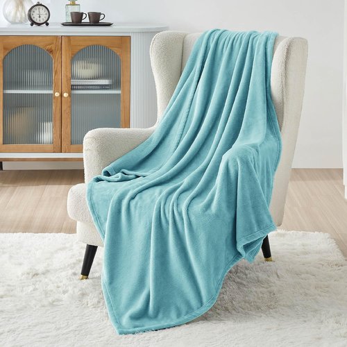 Bedsure GentleSoft Fleece Throw Blanket - Cozy Lightweight Plush Blanket for Couch, River Blue, 50x70 Inches