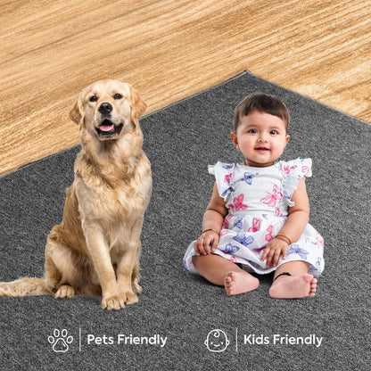 Furnish my Place Modern Indoor/Outdoor Commercial Solid Color Rug - Gray, 2' x 16', Pet and Kids Friendly Rug. Made in USA, Runner, Area Rugs Great for Kids, Pets, Event, Wedding