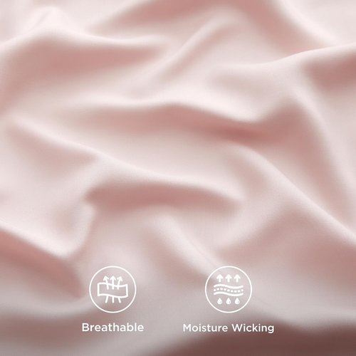 Bedsure King Size Cooling Sheets Set - Breathable & Soft Rayon from Bamboo, Deep Pocket, Pink