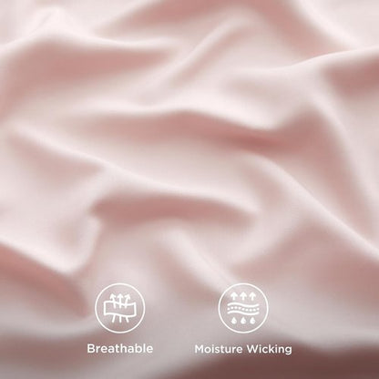 Bedsure King Size Cooling Sheets Set - Breathable & Soft Rayon from Bamboo, Deep Pocket, Pink
