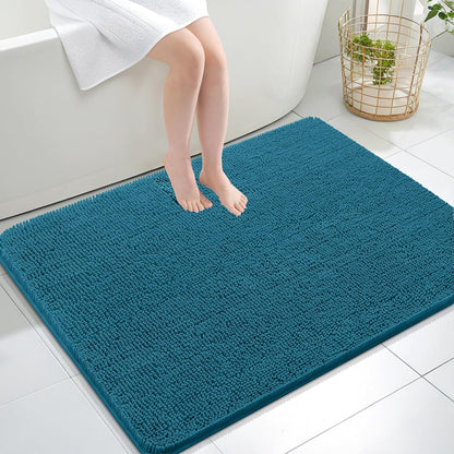 OLANLY Large Bathroom Rugs - Extra Soft Chenille Bath Mats | Quick-Dry, Machine Washable, Peacock Blue 40x32
