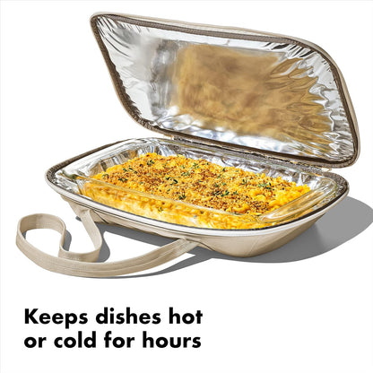 OXO Good Grips Insulated Casserole Carrier - Keep Dishes Hot or Cold | Stylish Oat Color