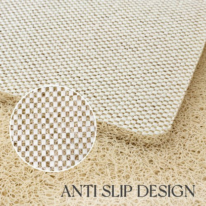 SILOLOOM Bathtub Mat Non Slip, 24x16 Inch Shower Mats for Inside Shower, PVC Loofah Bathroom Mat Quick Dry with Drain Hole, Phthalate-Free Bath Mats for Shower Bathroom Tub and Wet Areas (Beige)