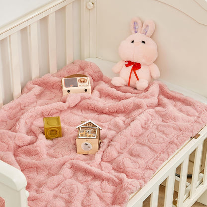 Yurhap Fleece Baby Blanket - Ultra Soft Heart Checkered Design | Cozy Infant Receiving Blanket 30”×40” (Dark Pink)