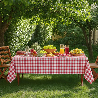 Regine Switzerland Gingham Tablecloths - Red & White Checkered, Waterproof, 54 x 108 Inches | Disposable Picnic Covers