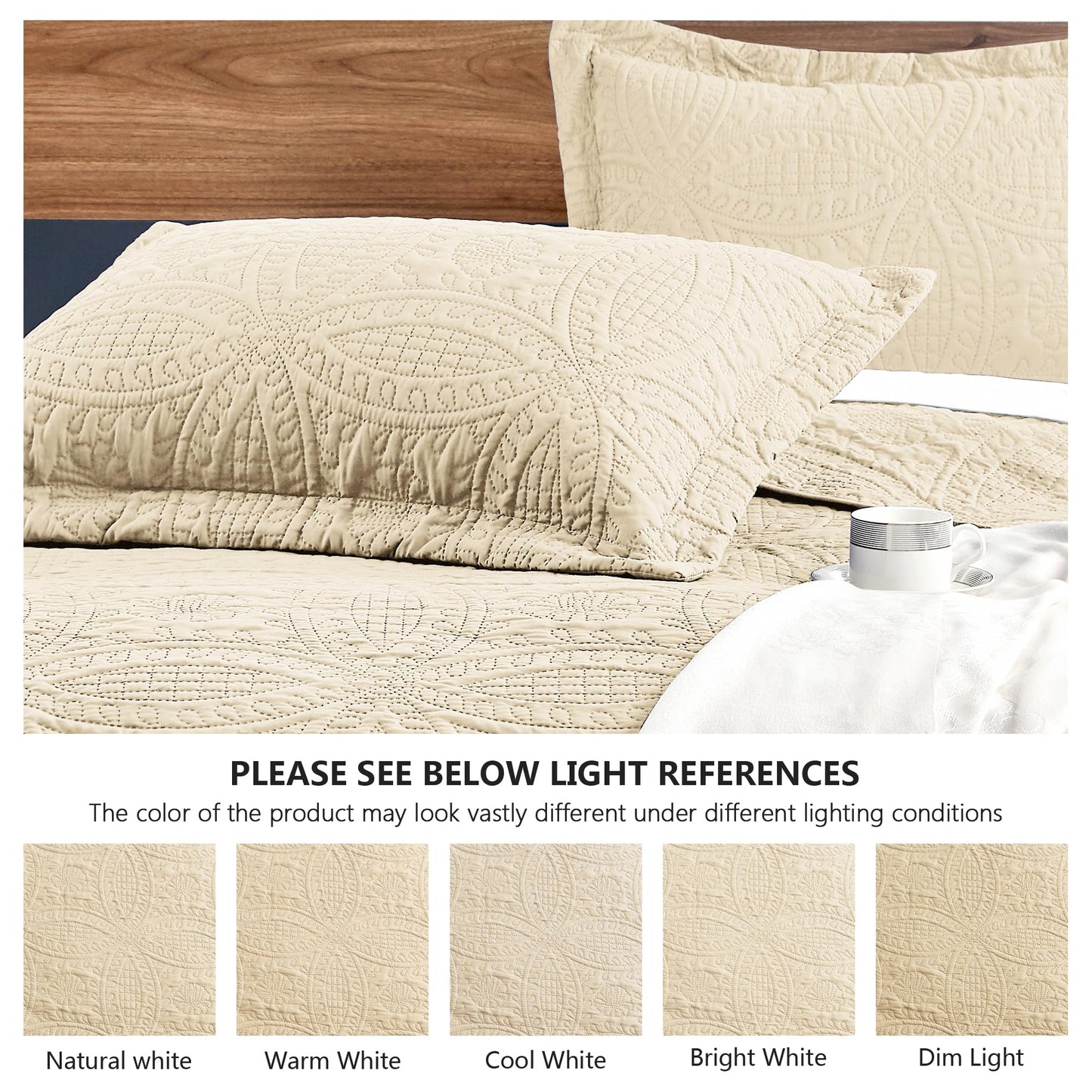 Love's cabin King Size Quilt Set Camel Bedspreads - Soft Bed Fall Quilt Lightweight Microfiber - Modern Style Coin Pattern Coverlet for All Season - 3 Piece (1 Quilt, 2 Pillow Shams)