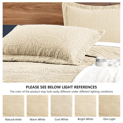 Love's cabin King Size Quilt Set Camel Bedspreads - Soft Bed Fall Quilt Lightweight Microfiber - Modern Style Coin Pattern Coverlet for All Season - 3 Piece (1 Quilt, 2 Pillow Shams)