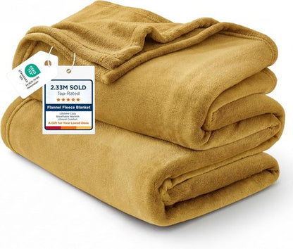 Bedsure GentleSoft Fleece Blanket - Cozy Small Throw for Kids, 43x55 Inches, Gold Color