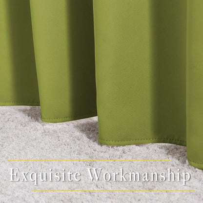 NICETOWN Bedroom Sunlight Block Curtains - Triple Weave Microfiber Grommet Top Thermal Insulated Solid Light Blinds Panels/Drapes for Kid's Room (Fresh Green, 1 Pair, 52 inches by 95 Inch)
