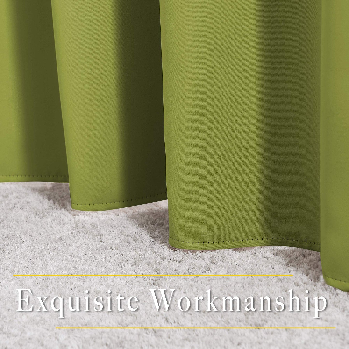 NICETOWN Light Reducing Grommet Curtains - Triple Woven Textured Soft Curtain Panels for Living Room Window Treatment Drapes for Sliding Door (W80 x L108, Fresh Green, 2 Pieces)