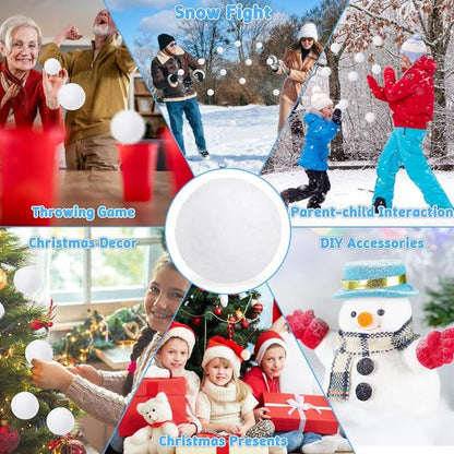 Luces 100 PCS Fake Snow Balls - Plush Indoor & Outdoor Snowball Fight Set for Winter Fun