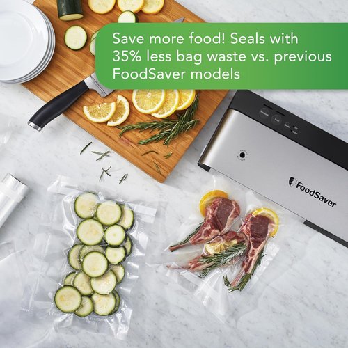 FoodSaver PowerVac Compact Vacuum Sealing Machine - Stainless Steel & Black | Preserves Freshness & Reduces Waste for Dry/Wet Food