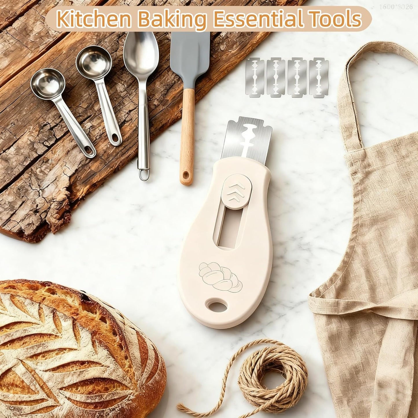 Skiennix Bread Lame - Magnetic Sourdough Scoring Tool with 5 Razor Blades | Beige Bread Baking Essential