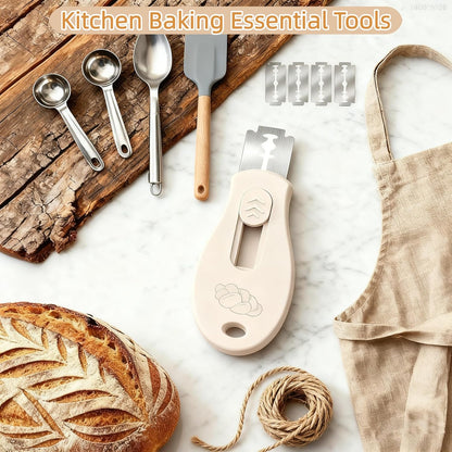 Skiennix Bread Lame - Magnetic Sourdough Scoring Tool with 5 Razor Blades | Beige Bread Baking Essential