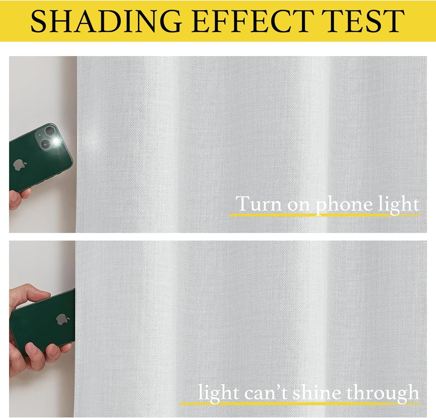 NICETOWN Faux Linen Greyish White Room Darkening Curtain Valances - Energy Saving Thermal Tiers | 36" Long, 2 Panels