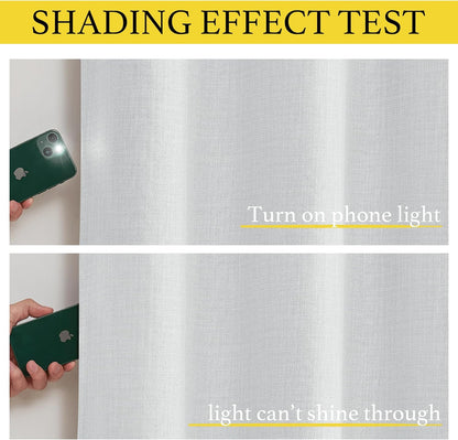 NICETOWN Faux Linen Greyish White Room Darkening Curtain Valances - Energy Saving Thermal Tiers | 36" Long, 2 Panels