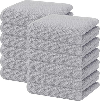 Homaxy 100% Cotton Kitchen Dish Towels - Ultra Soft & Absorbent Quick Drying | 13 x 28 Inches, 12-Pack, Light Gray