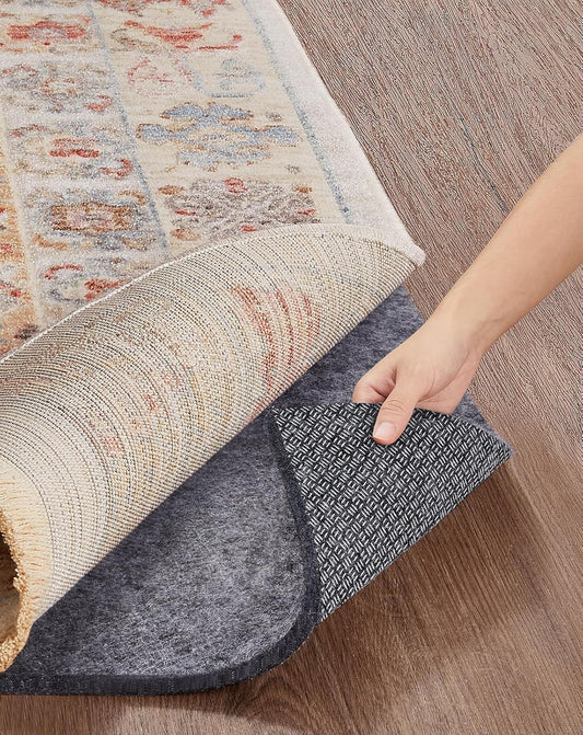 Veken Non-Slip Rug Pad - Cushioned Gripper for Hardwood Floors | 9 x 12 Ft, 1/4 Inch Thick