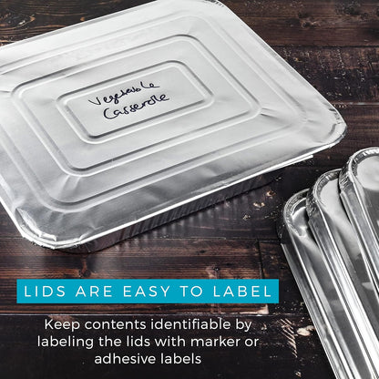NYHI 9x13 Aluminum Pans With Lids - Disposable Half Size Foil Pans for Catering & Baking | 10 Pack