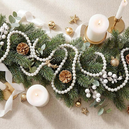 6 Pack 72ft Pearl Garland for Christmas Tree Decor – 12mm Beads, Large Pearl Strand