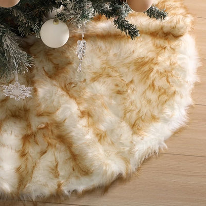 Halloscume 48-Inch Faux Fur Christmas Tree Skirt - Thick, White with Yellow Tip - Variation of THIS listing
